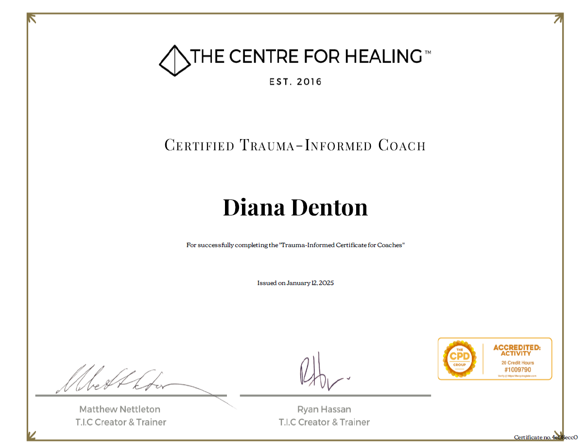 Certified Trauma-Informed Coach certificate